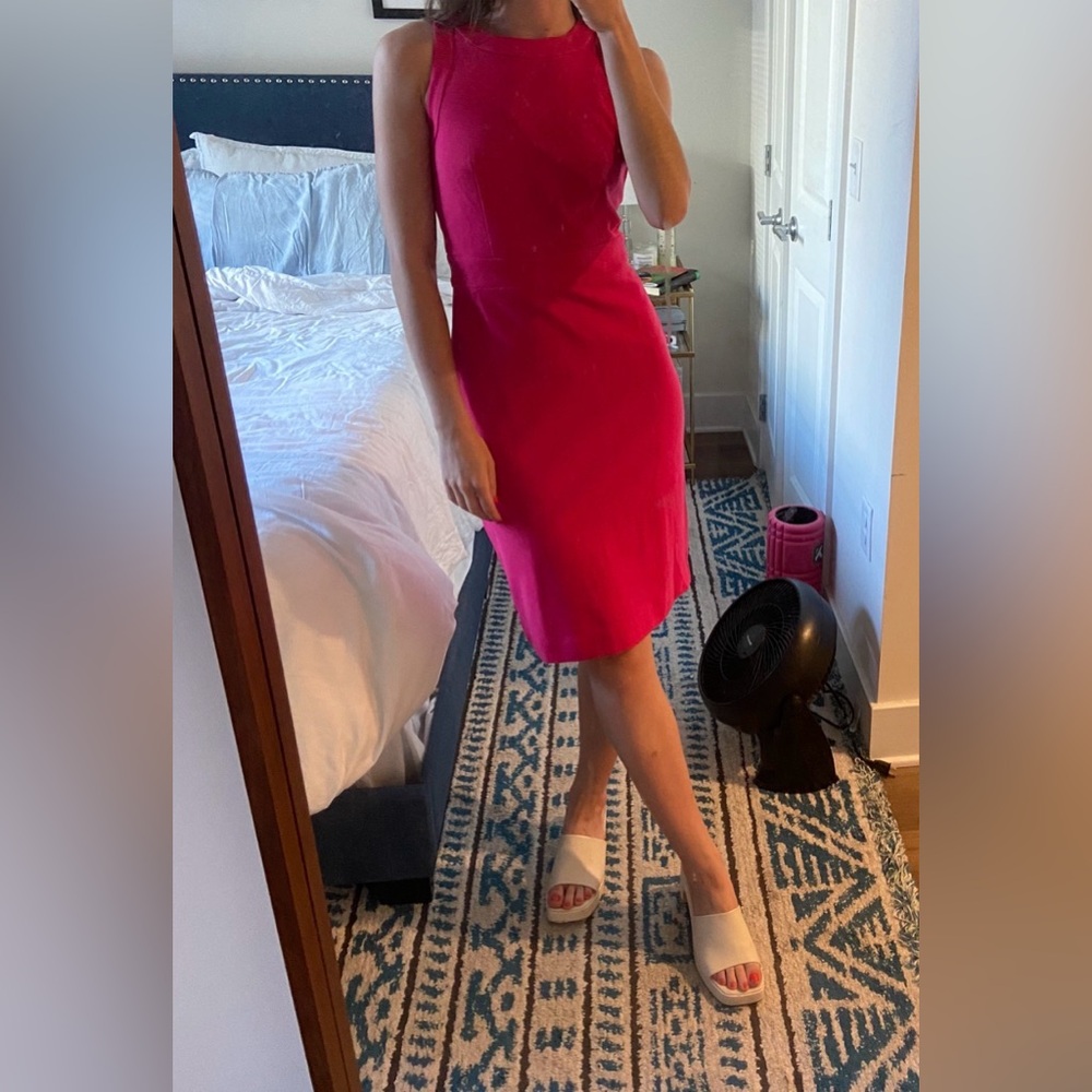 Ann Taylor Vibrant Pink Midi Dress